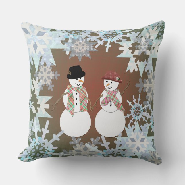 Snowman Sweethearts Kussen (Voorkant)
