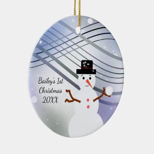 Snowman Swirl Eerste Kerstmis Keramisch Ornament (Rechts)