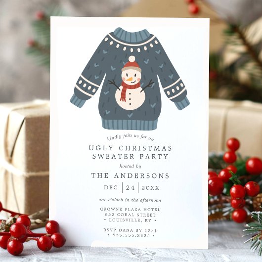 Snowman Tacky Ugly kerstSweater Party Kaart