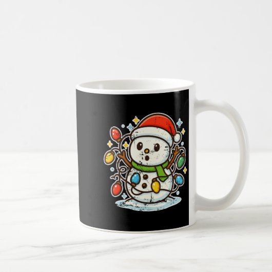 Snowman Tangled In Holiday Lights Premium Tri-blen Koffiemok (Rechts)