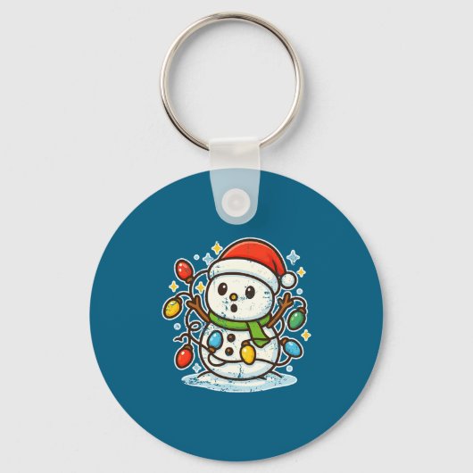 Snowman Tangled In Holiday Lights Premium Tri-blen Sleutelhanger (Voorkant)