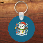 Snowman Tangled In Holiday Lights Premium Tri-blen Sleutelhanger (Voorkant)