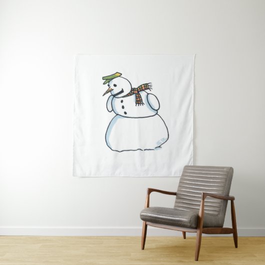 Snowman tapestry wandkleed (In situ)