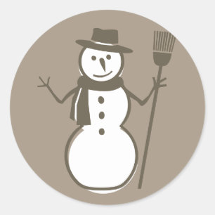Snowman, Taupe Ronde Sticker