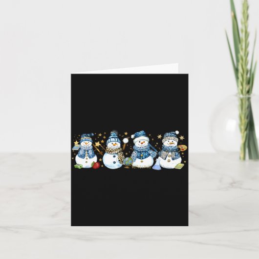 Snowman Teacher Winter Leopard Clroom Cute Blue St Kaart (Voorkant)