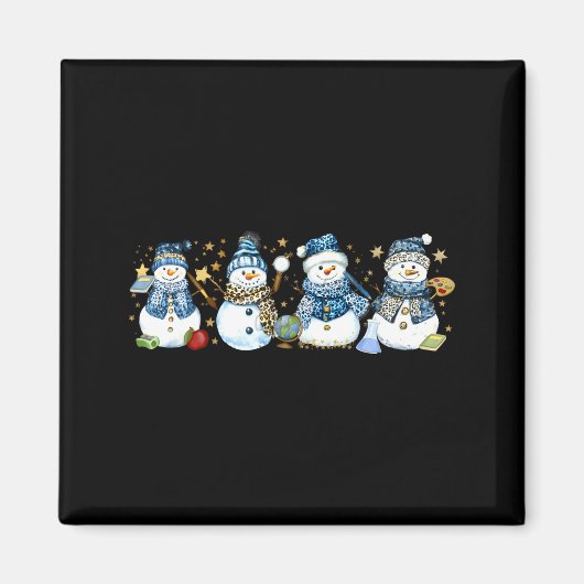 Snowman Teacher Winter Leopard Clroom Cute Blue St Magneet (Voorkant)