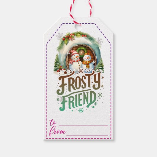 Snowman-thema wintercadeau labels cadeaulabel (Voorkant)