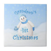 Snowman Tile, eerste kerstfeest Tegeltje (Voorkant)