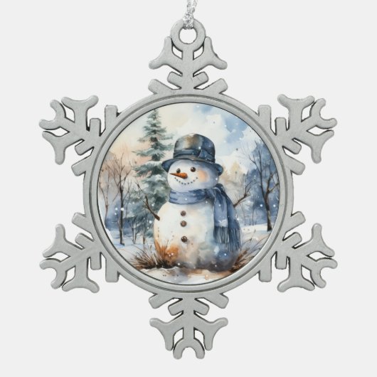 Snowman Tin Sneeuwvlok Ornament (Voorkant)