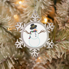 Snowman Tin Sneeuwvlok Ornament