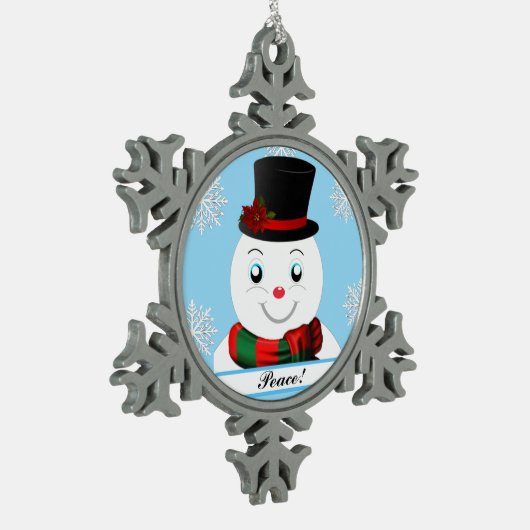 snowman tin sneeuwvlok ornament (Links)