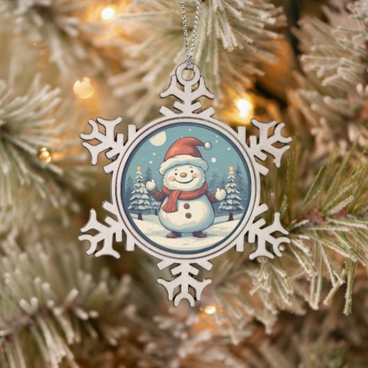 Snowman Tin Sneeuwvlok Ornament (Boom)