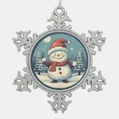 Snowman Tin Sneeuwvlok Ornament (Voorkant)