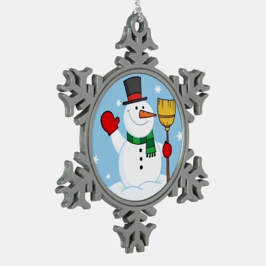 Snowman Tin Sneeuwvlok Ornament (Links)