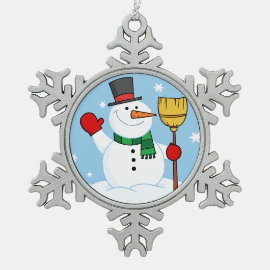 Snowman Tin Sneeuwvlok Ornament (Voorkant)