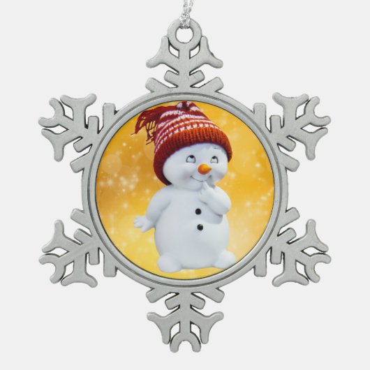 Snowman Tin Sneeuwvlok Ornament (Voorkant)