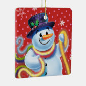 Snowman & tinsel voor kerstboomversiering. keramisch ornament (Rechts)