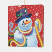 Snowman & tinsel voor kerstboomversiering. keramisch ornament (Links)
