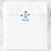 Snowman Tossing Balls Ronde Sticker (Tas)