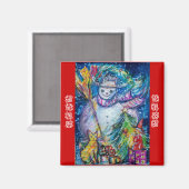 SNOWMAN, TOYS EN CHRISTMAS TREE Red Blue Magneet (Voorkant / Achterkant)