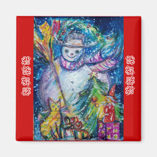 SNOWMAN, TOYS EN CHRISTMAS TREE Red Blue Magneet