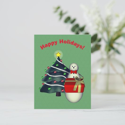 Snowman Tree Cadeau kerstfeestdag Briefkaart (Staand voorkant)