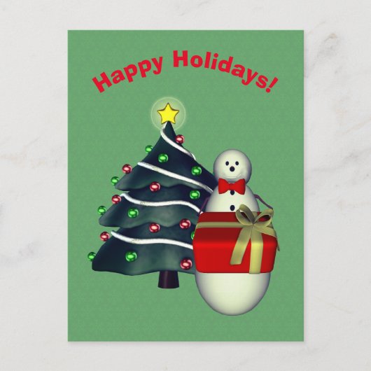 Snowman Tree Cadeau kerstfeestdag Briefkaart (Voorkant)