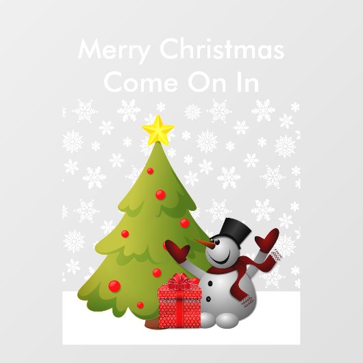 Snowman Tree Home of Storefront Sm Raamsticker (Vel)