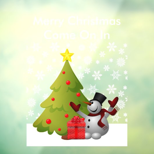 Snowman Tree Home of Storefront Sm Raamsticker (Vel 3)