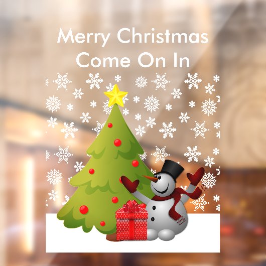 Snowman Tree Home of Storefront Sm Raamsticker (Vel 2)