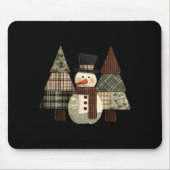 Snowman Trees Patchwork Plaid Trees Rustic Christm Muismat (Voorkant)