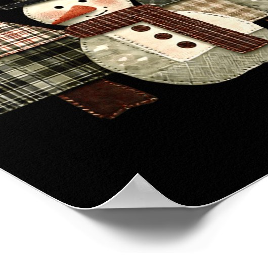 Snowman Trees Patchwork Plaid Trees Rustic Christm Poster (Hoek)