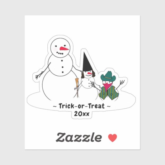 Snowman Trick-or-Treat Halloween Sticker (Vel)