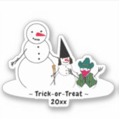 Snowman Trick-or-Treat Halloween Sticker (Voorkant)