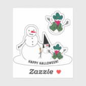 Snowman Trick-or-Treat Halloween Sticker (Vel)