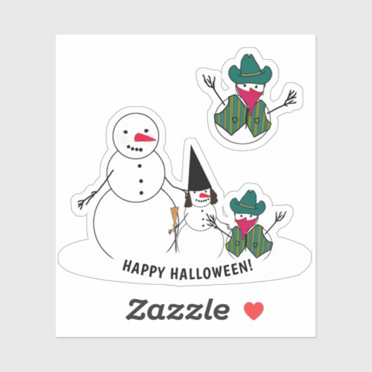 Snowman Trick-or-Treat Halloween Sticker (Vel)