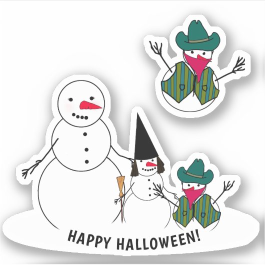 Snowman Trick-or-Treat Halloween Sticker (Voorkant)