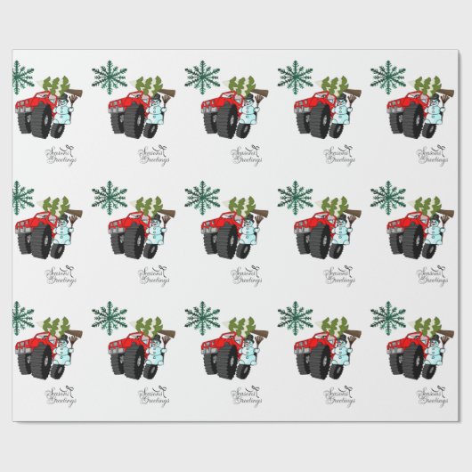 Snowman Truck Wrapping Paper van Snowman Cadeaupapier (Vlak)