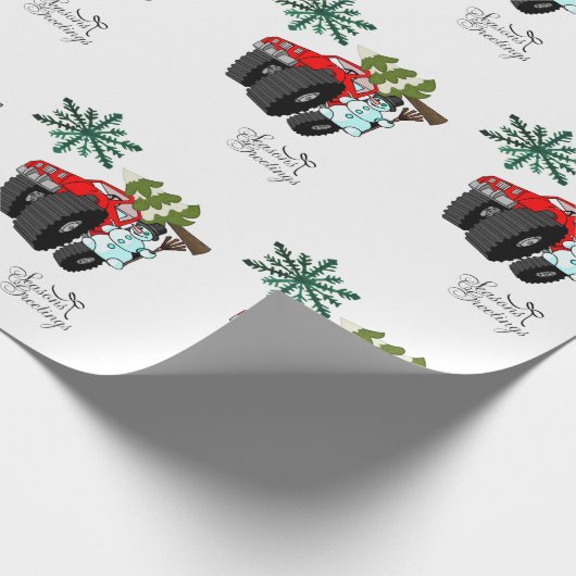 Snowman Truck Wrapping Paper van Snowman Cadeaupapier (Hoek)