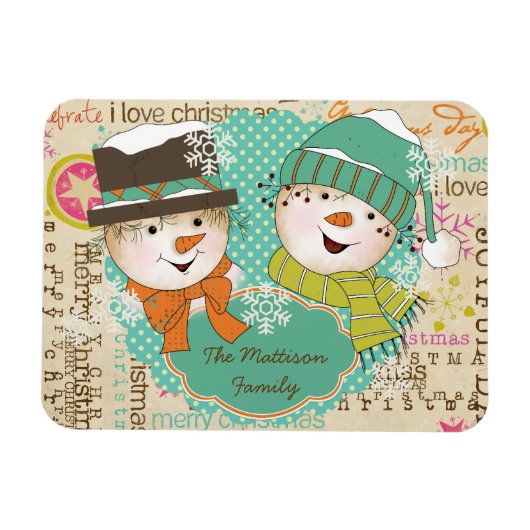 Snowman Typografie Speciaal Flexi Magnet Magneet (Horizontaal)