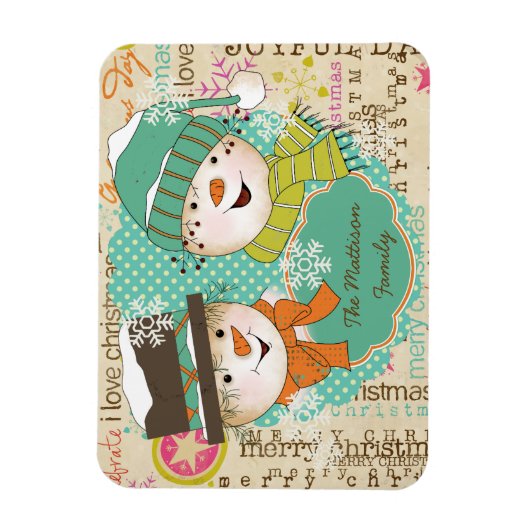 Snowman Typografie Speciaal Flexi Magnet Magneet (Verticaal)