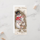 Snowman uit de jaren '50 met Baby Deer Kaart (Voorkant / Achterkant in situ)