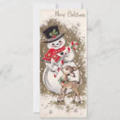 Snowman uit de jaren '50 met Baby Deer Kaart (Voorkant)