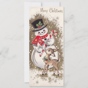 Snowman uit de jaren '50 met Baby Deer Kaart