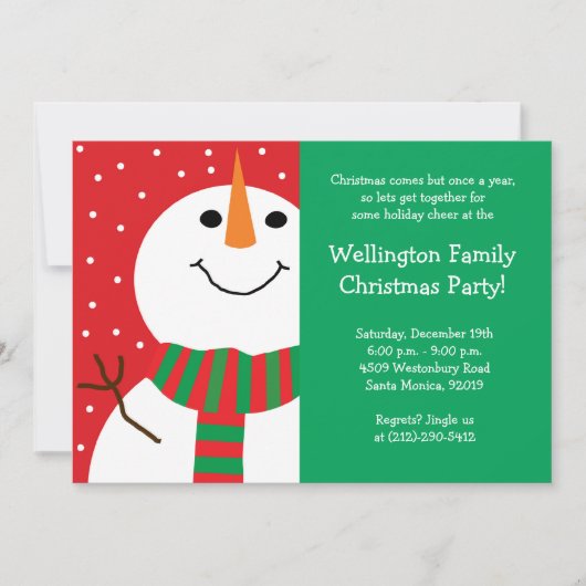 Snowman - Uitnodiging voor kerstfeestdagen (Voorkant)