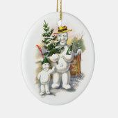 Snowman vader en zoon keramisch ornament (Rechts)