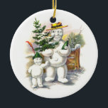 Snowman vader en zoon keramisch ornament<br><div class="desc">Een andere charmante  sneeuwkaneelvormer.</div>