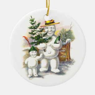 Snowman vader en zoon keramisch ornament