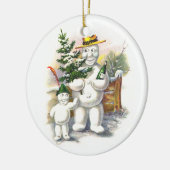 Snowman vader en zoon keramisch ornament (Links)