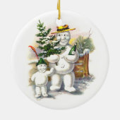 Snowman vader en zoon keramisch ornament (Achterkant)